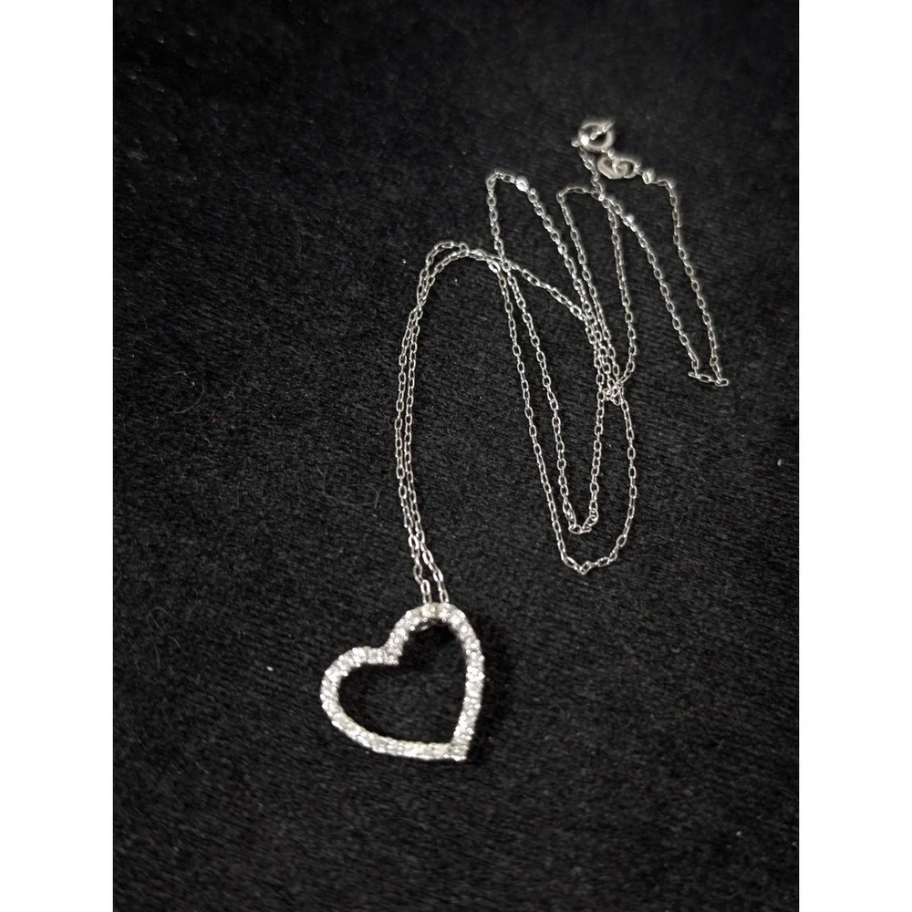 Ross Simons Sterling‎ Silver 925 CZ Open Heart Necklace 20 inch
